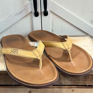 UGG Men's Bennison Flip Flops brown/tan leather Size 15